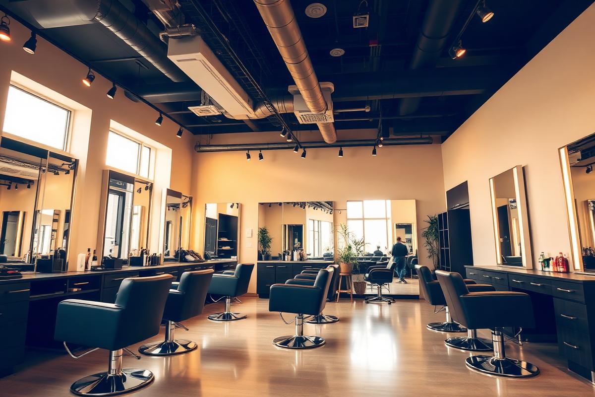 Exemple de site web pour salon de beauté et coiffure au Maroc : intérieur moderne avec miroirs