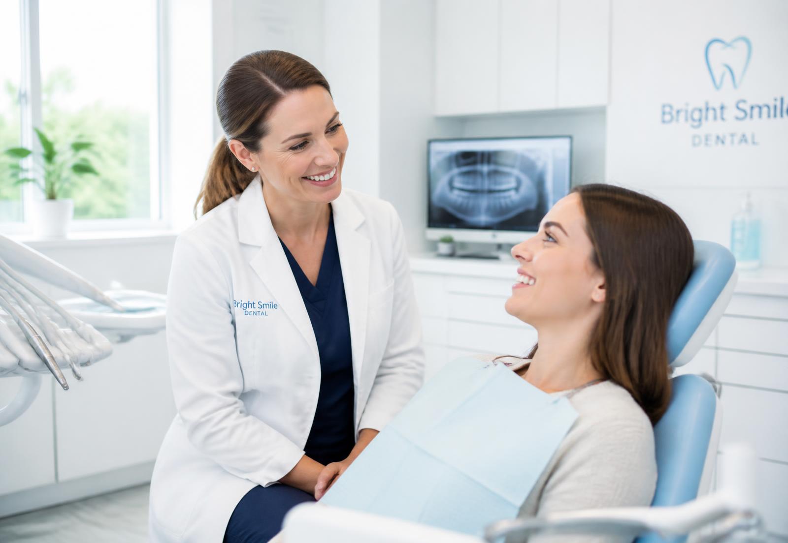 Exemple de site web pour cabinet dentaire au Maroc : dentiste et patiente dans un cabinet moderne